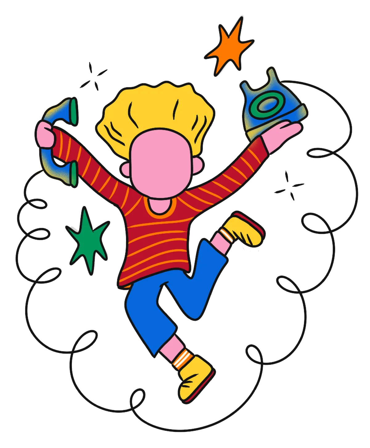 Ilustración: niños hablan por Koto con tranquilidad en casa